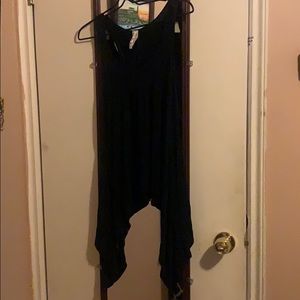 Asymmetrical black racer back tank